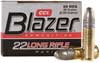CCI Blazer Rimfire Ammunition 0021, 22 Long Rifle, Round Nose (RN), 40 GR, 1235 fps, 50 Rd/bx