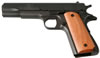 Taylors 1911 Pistol w/Checkered Arched Mainspring Housing 1911AC, 45 ACP, 5 in, Checkered Wood Grip, Black Finish, 8 Rd