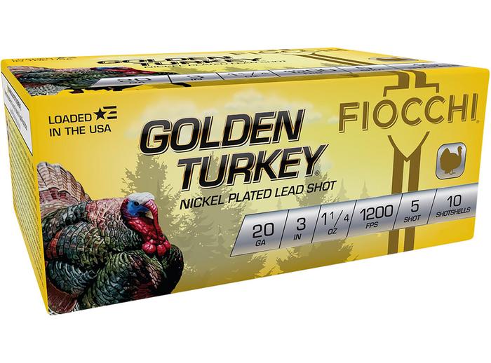 Fiocchi Golden Turkey Shotshells 203TRKC5, 20 Gauge, 3", 1 1/4 oz, 1200 fps, #5 Lead Shot, 10 Rds/box