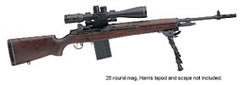 Springfield M1A M21 Tactical Assault Semi-Auto Rifle SA9121, 308 Winchester, 22 in, Walnut Stock, Blue Finish