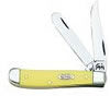 Case Mini Trapper Pocket Knife w/Clip/Spey Blades & Yellow Synthetic Handle 029