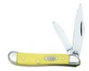 Case Peanut Folding Knife w/Clip/Pen Blades & Yellow Synthetic Handle 030