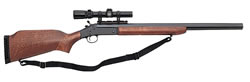 H&R Ultra Slug Gun SBS980, 12 Gauge, 24 in heavy, rifled barrel, 3 in Magnum Chmbr, Heavy Rifled Blue Barrel, Walnut Stained Hardwood Stock, 3-9x32 Factory-Installed Scope