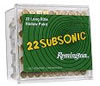 Remington Subsonic Rimfire Ammunition SUB22HP1, 22 Long Rifle, Hollow Point (HP), 38 GR, 1050 fps, 100 Rd/bx Remington Subsonic Rimfire Ammunition SUB22HP1, 22 Long Rifle, Hollow Point (HP), 38 GR, 1050 fps, 100 Rd/bx