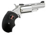 North American Black Widow Revolver BWM, 22 Magnum (WMR), 2", Black Rubber Grip, Stainless Finish, 5 Rd, Fixed Sights