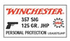 Winchester USA Pistol Ammunition USA357SJHP, 357 SIG, Jacketed Hollow Point (JHP), 125 GR, 1350 fps, 50 Rd/bx
