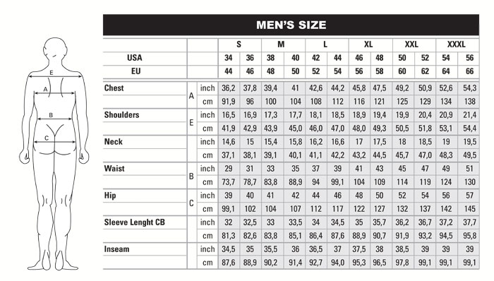 Mens Shirt Collar Size Chart