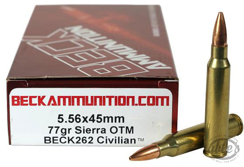 Beck Rifle Ammunition 55677S, 5.56X45mm, Sierra OTM, 77 Gr, 2750 FPS,20 Rd/bx