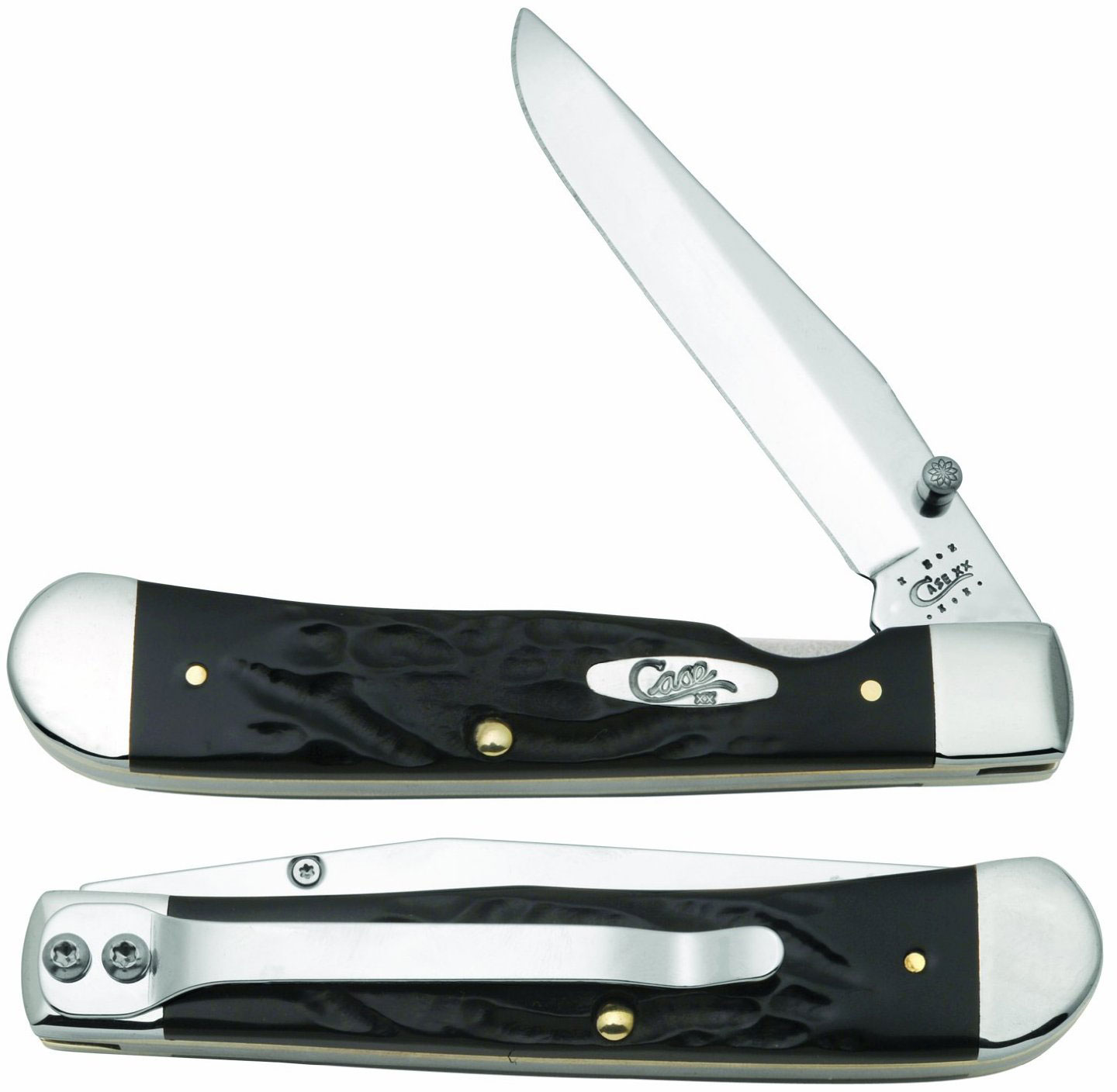 Case Rough Black Synthetic Trapperlock Knife w/Clip (30113)