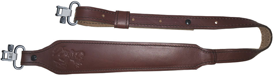AA&E Leathercraft Deer Head Short Taper Sling w/Metal Swivels, Burgundy/Brown (8502244S225)