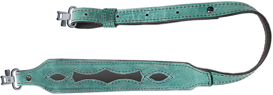 AA&E Leathercraft Black Leather Inlay LT Sling w/Metal Swivels, SeaFoam (8503720S370)