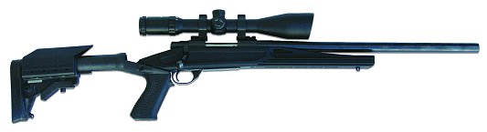 Howa Axiom Varminter Bolt Action Rifle Package HWK96101P+, 22-250 Remington, 24" Heavy BBL, Syn Stock, Black Finish, w/Nikko Scope & Rings, 5 Rds