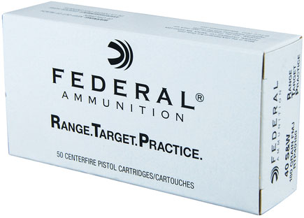 Federal Range Target Practice Handgun Ammunition RTP40180, 40 S&W, Full Metal Jacket, 180 Gr, 1000 fps, 50 Rd/bx