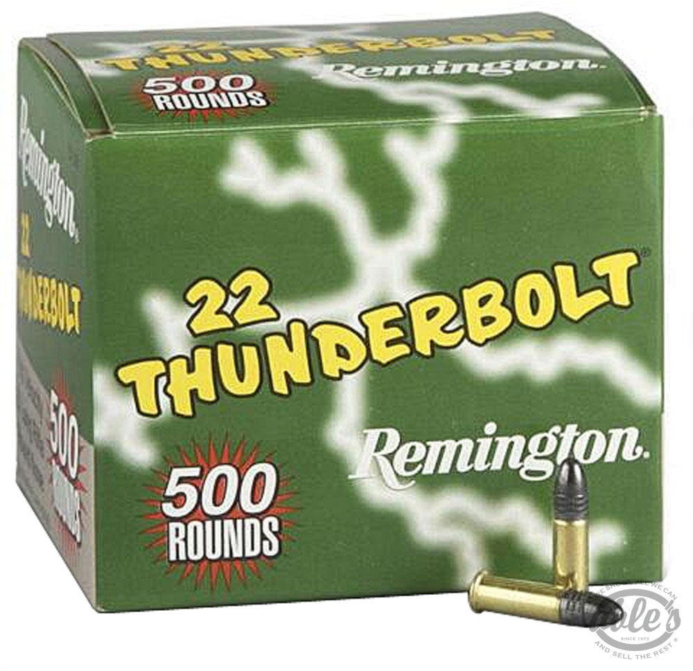 Remington Thunderbolt Rimfire Ammunition TB22B, 22 Long Rifle, Round Nose (RN), 40 GR, 1255 fps, 500 Rounds/Box