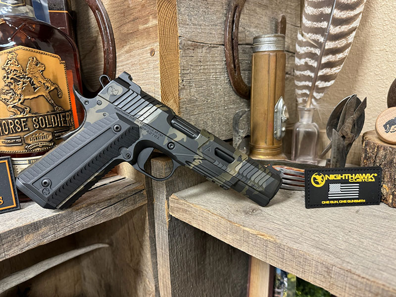 Nighthawk Custom Agent2 0070-CAMO, 45 ACP, 5", Railscales G10 Grips, Tiger Stripe Camo Finish, 8 Rds