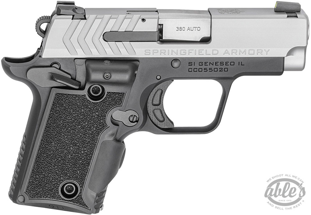 Springfield 911 Pistol PG9109SVG,  380 ACP, 2.7 in, Black G10 w/Viridian Laser, Stainless Finish, 6/7 Rd