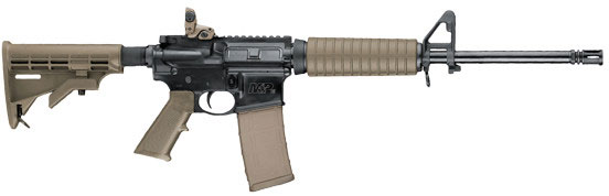 Smith & Wesson MP 15 Sport II Rifle 10301, 5.56 NATO, 16 in, Collapsible Stock, FDE Furniture, Black Finish, 30 Rd