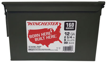 Winchester USA Buckshot WW12C, 12 Gauge, 2-3/4", 9 Pellets, 1325 fps, #00 Buckshot, 160 Rds/can