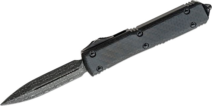 Microtech Ultratech Signature Series Auto OTF Knife, Damascus Double Edge Blade, Carbon Fiber Finish (122-16CFS)