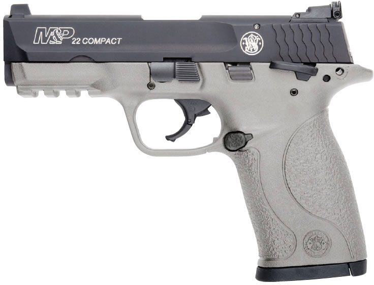 Smith & Wesson M&P22 Compact Pistol 12399, 22 Long Rifle, 3.6 in, Stainless Cerakote Grips, Black FInish, 10 Rd
