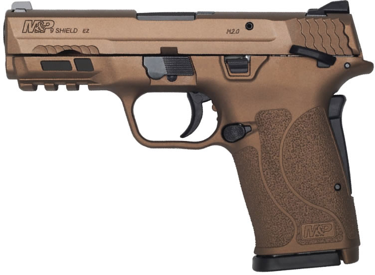 Smith & Wesson M&P Shield EZ M2.0 Pistol 13318, 9mm, 3.6 in, Textured Polymer Grip, Burnt Bronze Finish, 8 Rd