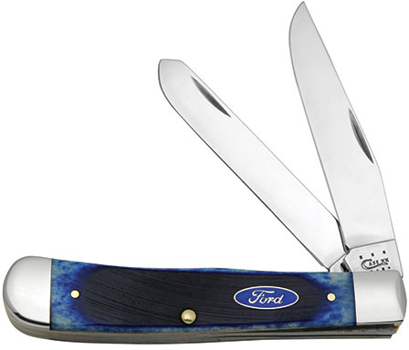 Case Ford Sawcut Jigged Blue Bone Trapper Pocket Knife (14301)