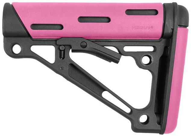 Hogue OverMolded Collapsible AR-15 Mil-Spec Buttstock, Pink (15740)