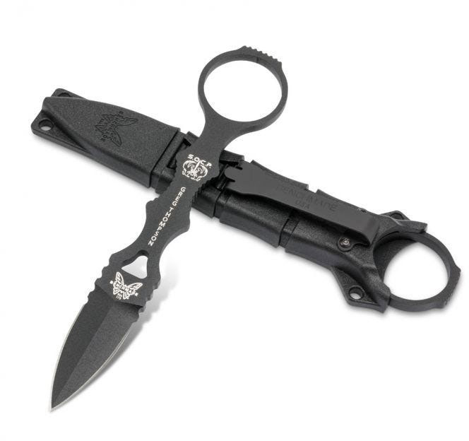 Benchmade Mini SOCP Fixed Skeletonized Dagger w/ Black Plain Edge Blade (173BK)