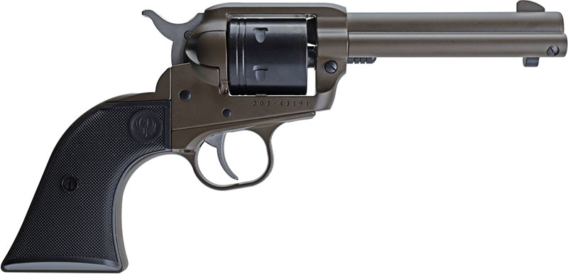 Ruger Wrangler Revolver 2021, 22 LR, 4.62", Black Synthetic Grips, Plum Brown Cerakote Finish, 6 rd