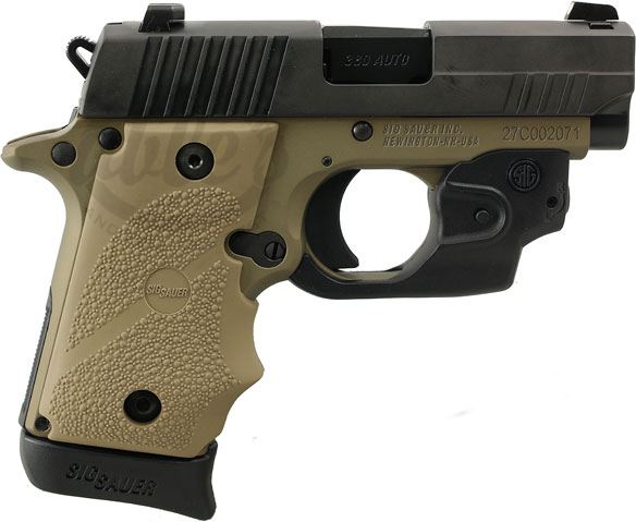 Sig P238 Combat Pistol 238380CBTLSR, 380 ACP, 2.7", FDE Rubber Grips, FDE Finish, 6/7 Rds