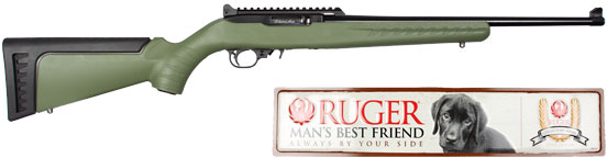 Ruger 10/22 Collector Series Carbine Rifle 31115, 22 Long Rifle, 18.5", OD Green Stock, Satin Black Finish, 10 Rd