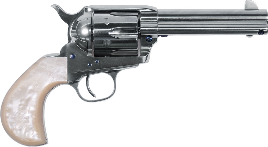 Uberti 1873 Cattleman Outlaws & Lawmen Doc Revolver U356714, 45 Long Colt, 4.75", Birdshead Grip, Nickel Plated Finish