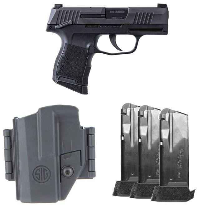 Sig P365 Manual Safety Tac-Pac Pistol 3659BXR3TACPACMS, 9mm, 3.1 in, Polymer Grip, Nitron Finish, X-Ray 3 Sights, 12 Rd