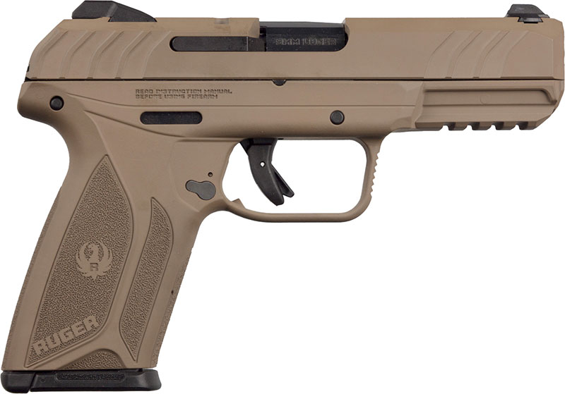 Ruger Security-9 Pistol 3813, 9mm, 4 in, Manual Safety, Dark Earth Cerakote Finish, Blued Barrel, 12 Rds
