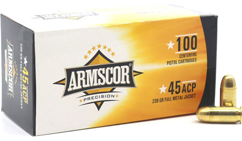 Armscor Pistol Ammunition 50443, 45 ACP, Full Metal Jacket, 230 GR, 100 Rd/bx