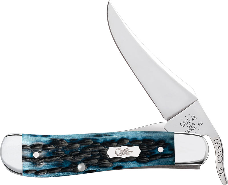 Case Pocket Worn Mediterranean Blue Bone RussLock Pocket Knife (51859)