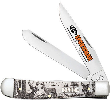Case Sportsman Series Deer Embellished Smooth Natural Bone Trapper Knife (81220)