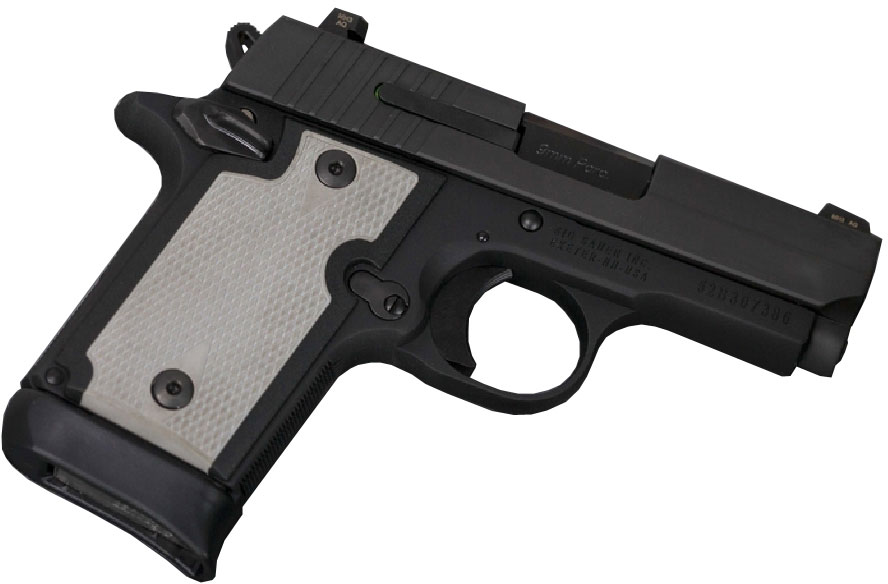 Sig P938 Black Nitron Ambi Pistol 9389BSSGRYAMBI, 9mm, 3 in, Synthetic Gray Grip, Black Nitron Finish, Siglite Sights, 7 Rd