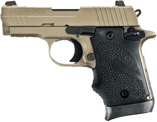 Sig P938 Scorpion Pistol 9389SCPNBRG, 9mm Luger, 3", Black Rubber Grips, Flat Dark Earth Finish, 7 Rds