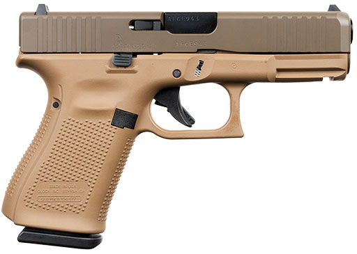 Glock 19 Gen5 Apollo Custom Pistol ACG57022, 9mm, 4.48 in, Patriot Brown Grip, Cerakote Patriot Brown Finish, Fixed Sights, 15 Rds
