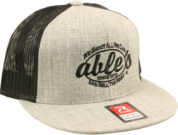 Able's Flat Bill Mesh Cap Heather Grey, Black (ACHGBF)