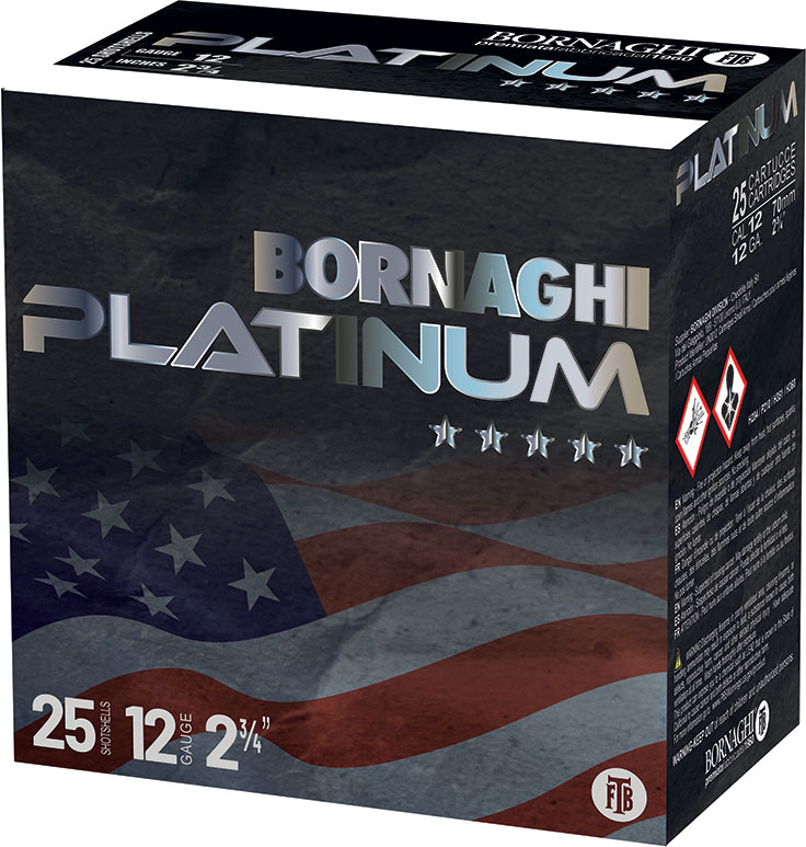 Bornaghi Platinum Target Loads T3PLATINUM28751330, 12 Gauge, 2-3/4", 1 oz, 1330 fps, #7.5 Shot, 25 Rd/bx