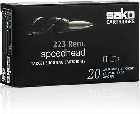 Sako Speedhead Rifle Ammunition C611105GSA10X, 223 Remington, Full Metal Jacket, 50 GR, 3363 fps, 20 Rd/bx
