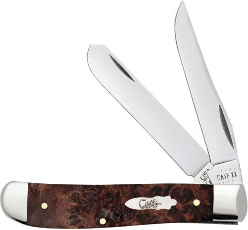 Case Knives Brown Maple Burl Wood Mini Trapper Knife (64062)
