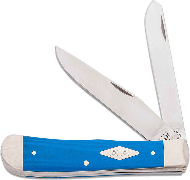 Case Smooth Blue G-10 Trapper Pocket Knife (16750)