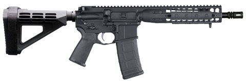 LWRC IC Direct Impingement Pistol ICDIP5B10BR, 223 Remington/5.56mm NATO, 10 in, SBM4 Brace, Black Finish, 30 Rd