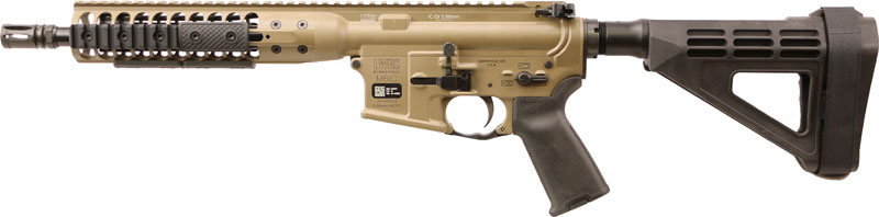 LWRC IC Direct Impingement Pistol ICDIP5CK10BR, 223 Remington/5.56mm NATO, 10 in, SBM4 Brace, FDE Finish, 30 Rd