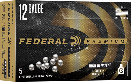 Federal Premium Ultra Shok High Density Shotshells PHD15900, 12 Gauge, 2-3/4", 00 Buck, 9 Pellets, 1600 fps Shot, 5 Rds/bx