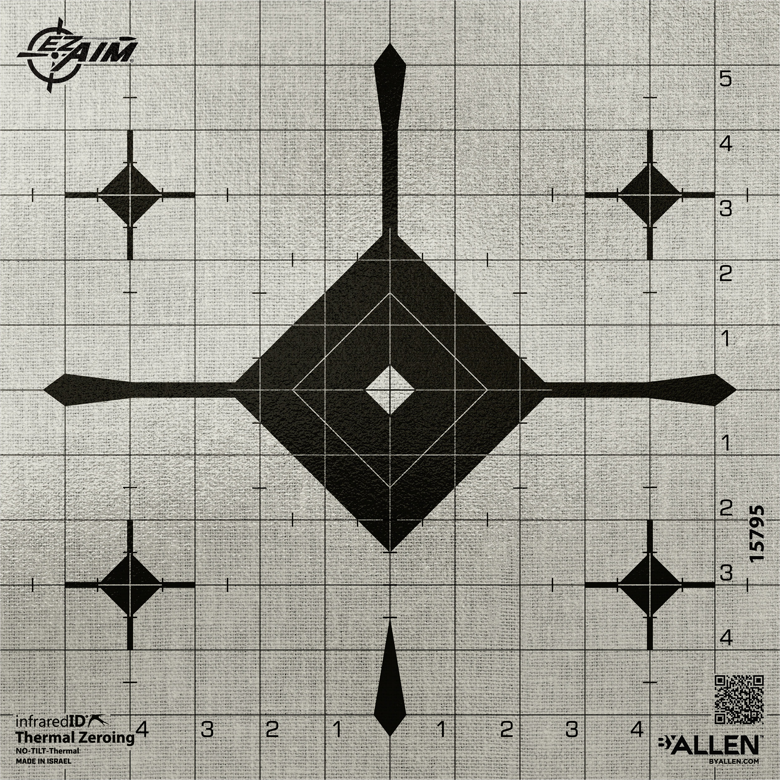 Allen 15795 EZ-Aim  Adhesive Thermal Target, Grid Bullseye, 12" x 12" Gray, 1 Target