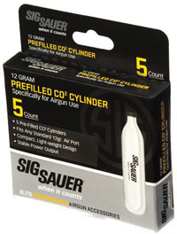 Sig Sauer 12 Gram Prefilled CO2 Cylinder, 5 Pack (AC125)